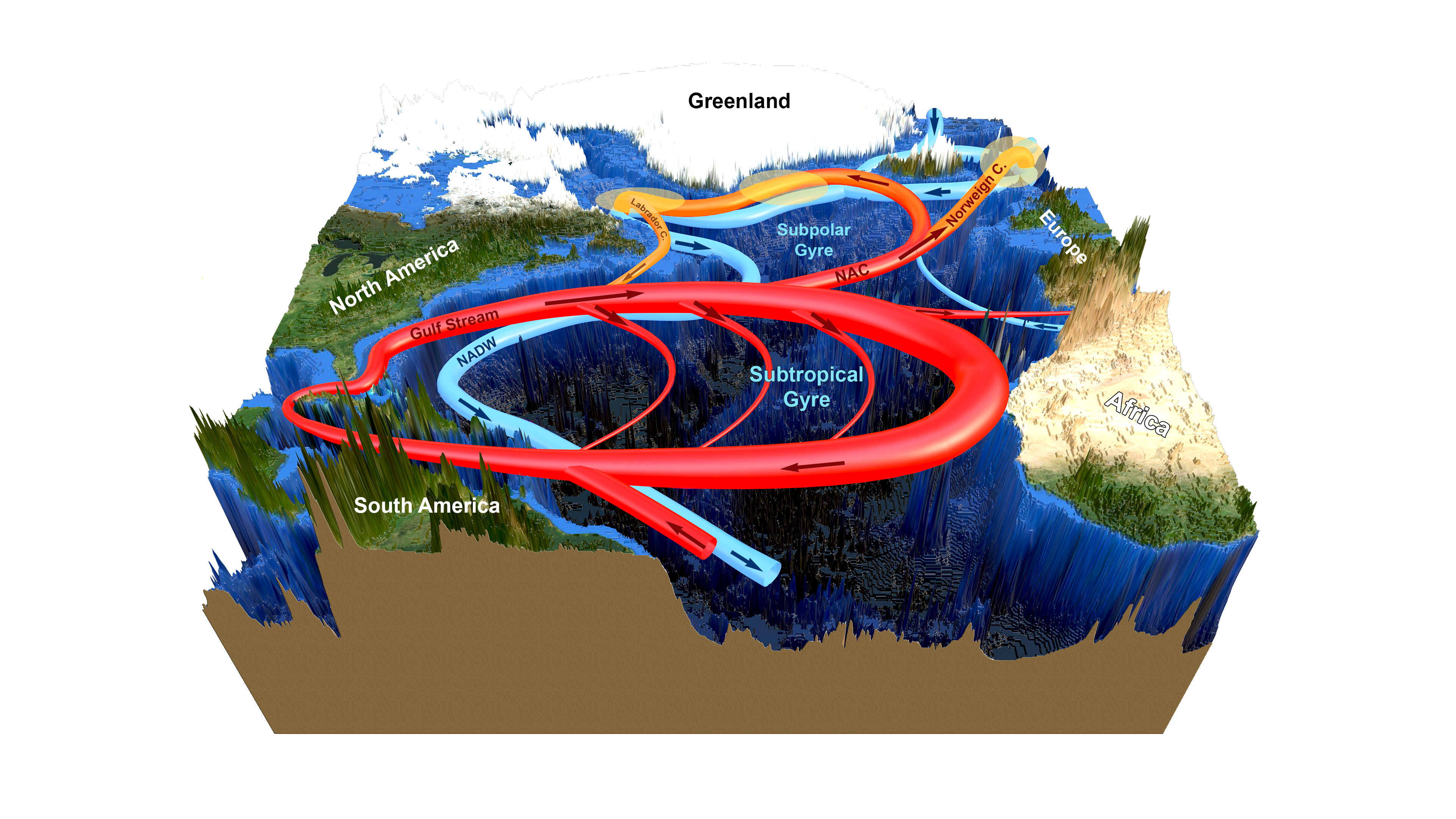 Map showing the North Atlantic overturning circulation