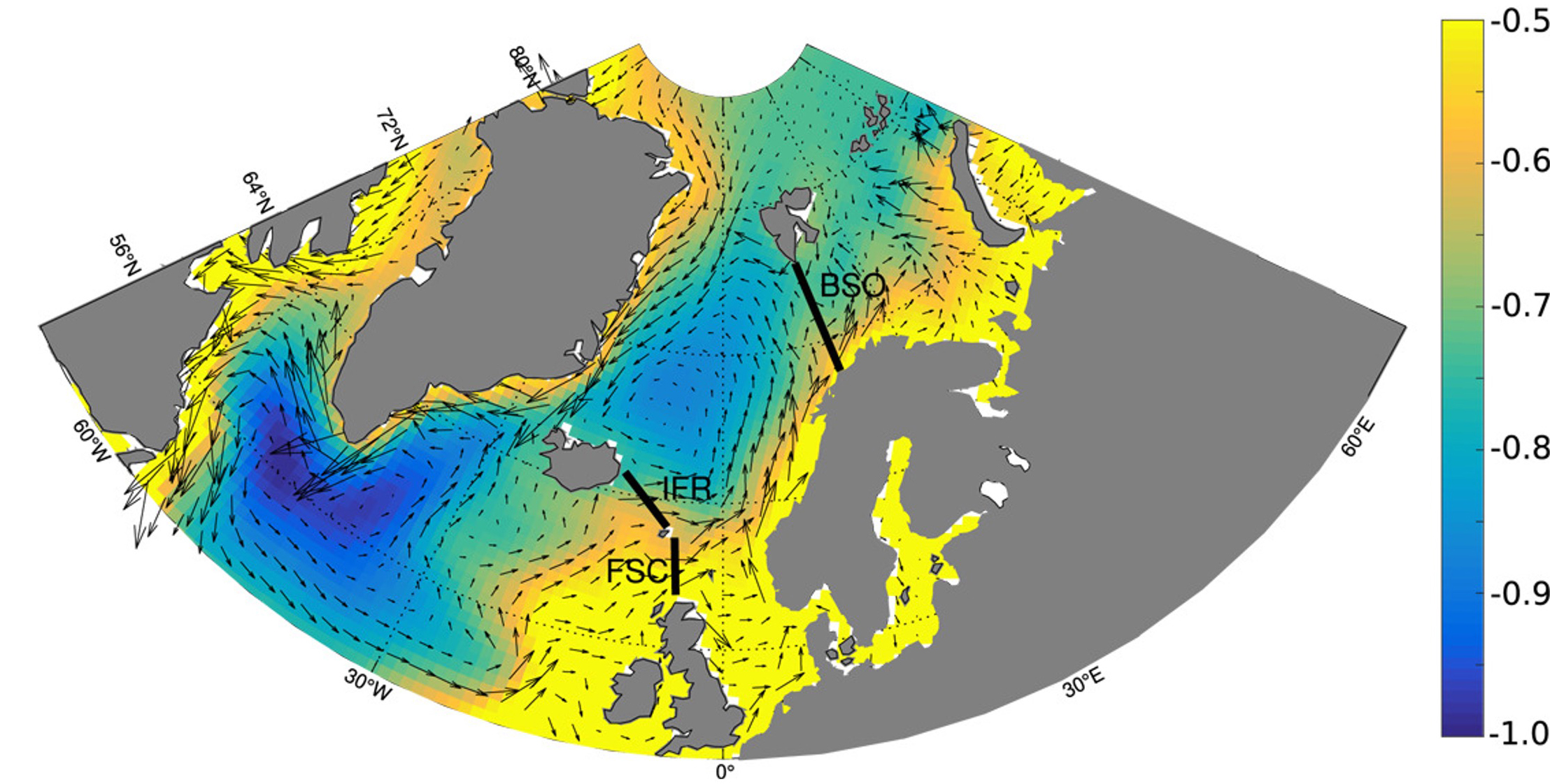 Map of the Nordic Seas